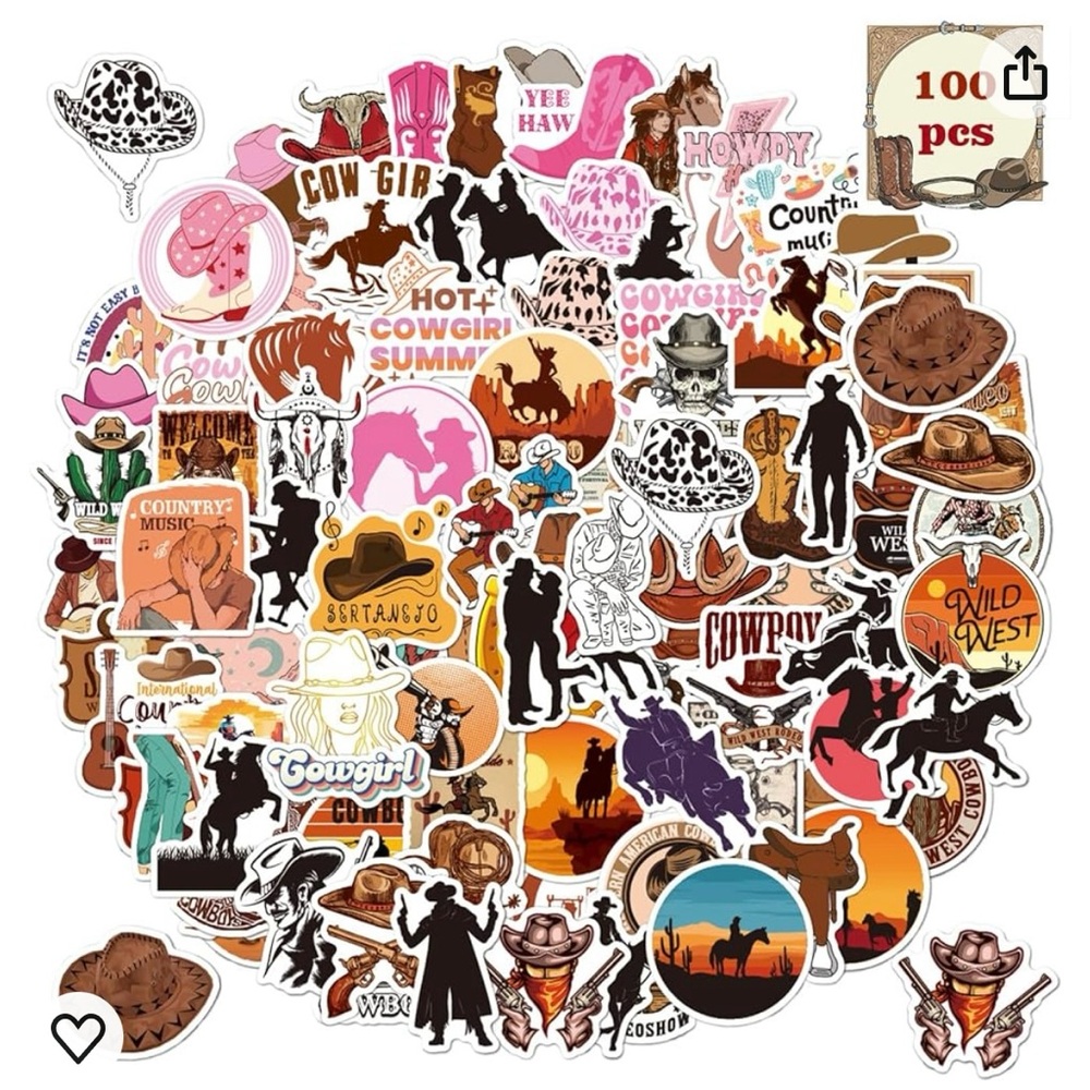 Cowboy Stickers Cowgirl Stickers Combo 100PCS,